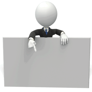 Animated gif sample: Business Figure Pointing at Blank Sign