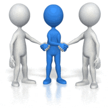 &lt;p&gt;This animated clip art shows two stick figures shaking a blue stick figures hands. A concept of a negotiated settlement or a third party bringing two sides together.&lt;/p&gt;