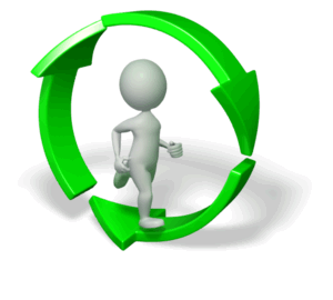 Animated gif sample: Stick Figure Running Green Arrows