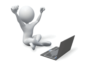 Animated gif sample: Stick Figure Laptop Excitement