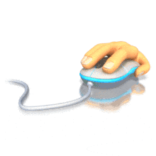 This clip art animation shows a hand maneuvering and clicking a computer mouse.