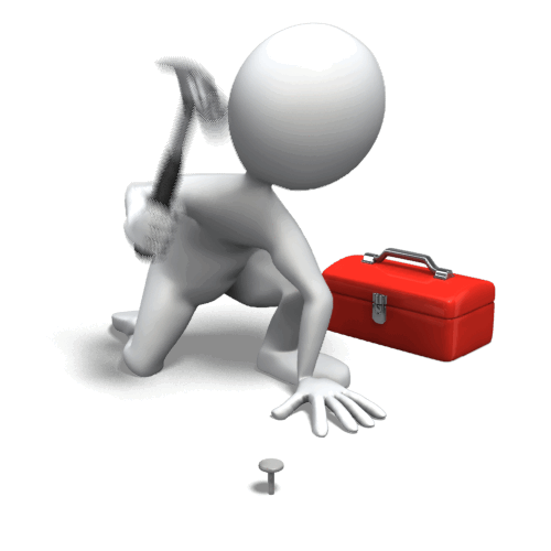 stick figure handyman pounding nail