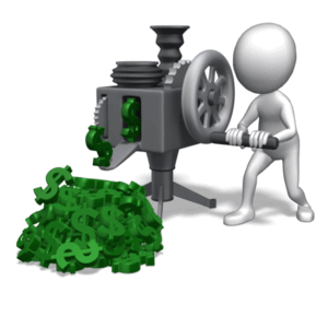 Animated gif sample: Stick Figure Cranking Out Money