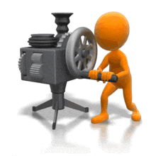 Stick figure labors away at cranking an industrial machine.