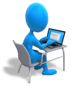 Animated gif sample: Stick Figure Working Laptop Desk