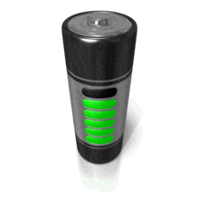 The power level on this battery goes from full to empty.