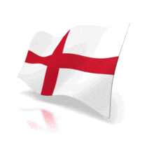 An animated flag of England with the red Saint George&#039;s cross on a white background.