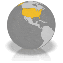This clip art animation shows a globe spinning with America highlighted.