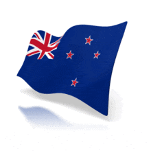 The national flag of New Zealand animated at a perspective angle.