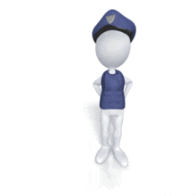 This clip art animation shows a security guard holding out a blank badge. &lt;br&gt;&lt;br&gt; This animation is made to only loop one time. 
&lt;a href=&quot;http://www.presentermedia.com/blog/2010/07/set-number-loops-animated-gif/&quot;&gt; Learn how to set the number of loops here.&lt;/a&gt;  