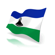 The national flag of Lesotho animated at a perspective angle.