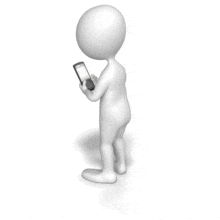 A stick figure types a text on a smart phone.
