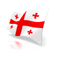 The national flag of the country of Georgia waving at a perspective angle.