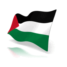 An animated flag for Palestine set at a perspective angle.