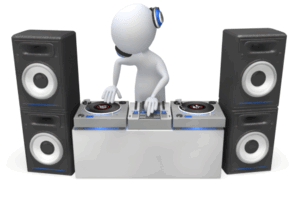 Animated gif sample: Stick Figure Dj Mixing on Turntables