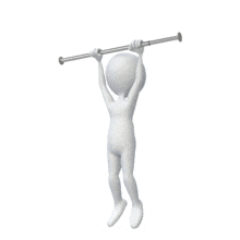A stick figure exercises by doing some pull ups.