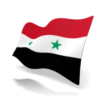The national flag of Syria animated at a perspective angle.