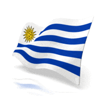 The nation flag of Uruguay animated at a perspective angle.