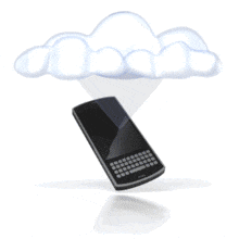 A mobile device downloads data or applications from the cloud or Internet in this mobile computing or wireless network concept.