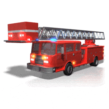 A firetruck sits with its lights on.