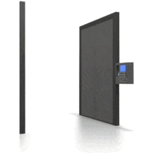 In the 3D animation a stick figure accesses a secure door by placing its thumb on the identity scanner.