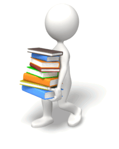 Animated gif sample: Stick Figure Carrying Books