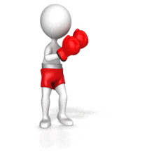 A stick figure boxer throws some jabs and then goes into a blocking defense. 