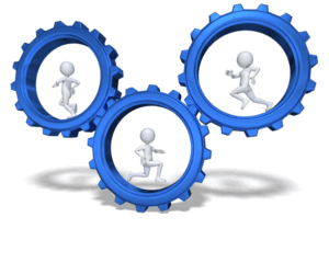 Animated gif sample: Stick Figures Running In Gears
