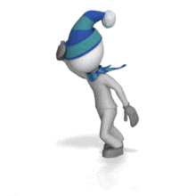 This animation shows a stick figure walking in a windy winter storm.