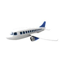 An animation of a commercial airliner flying through the air.