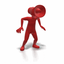 A red stick figure with a megaphone head yells aggressively.