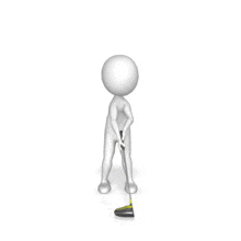 This animation shows a stick figure practicing golf swings