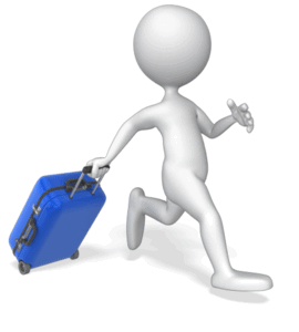 Stick Figure Running With Luggage | 3D Animated Clipart for PowerPoint