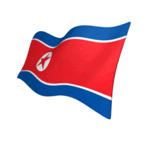 An animated North Korean flag at a perspective angle.