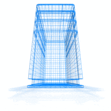 A computer server grows inside a wireframe model.