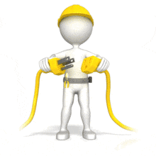 A electrician stick figure plugs in two end of a power cord and then glows with power.  &lt;br&gt;&lt;br&gt; This animation is made to only loop one time. 
&lt;a href=&quot;http://www.presentermedia.com/blog/2010/07/set-number-loops-animated-gif/&quot;&gt; Learn how to set the number of loops here.&lt;/a&gt;  