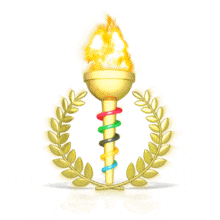 An animation of a golden ceremonial flaming torch.