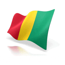 The flag of Guinea animated at a perspective angle.