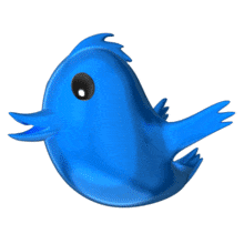 This animation shows a social media birdie flying.