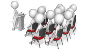 Animated gif sample: Stick Figure Podium Speech Group