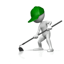 A farmer hoes the ground.