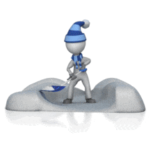 This animation shows a stick figure clearing a path through the deep snow.