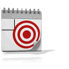 A date flies in and hits the middle of a target on a calendar date page.  &lt;br&gt;&lt;br&gt; This animation is made to only loop one time. 
&lt;a href=&quot;http://www.presentermedia.com/blog/2010/07/set-number-loops-animated-gif/&quot;&gt; Learn how to set the number of loops here.&lt;/a&gt;  