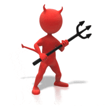 An animation of the devil thrusting a pitchfork.