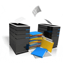 An animation of two computers swapping information.