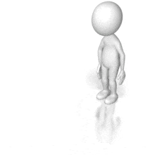 A stick figure takes three steps forwards and looks around. Realizing it can&#039;t move forward it takes two steps backward.