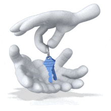 One pair of hands gives another a set of keys.