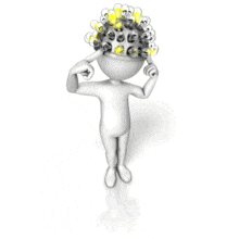 A stick figure wearing it&#039;s thinking cap tries hard to concentrate. This animation can represent someone coming up with an idea.