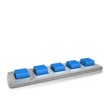 An animation of a group of five bars elevating up with one rising above the rest.