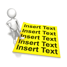 An animation of a stick figure presenting a piece of paper with room to put your custom text on.